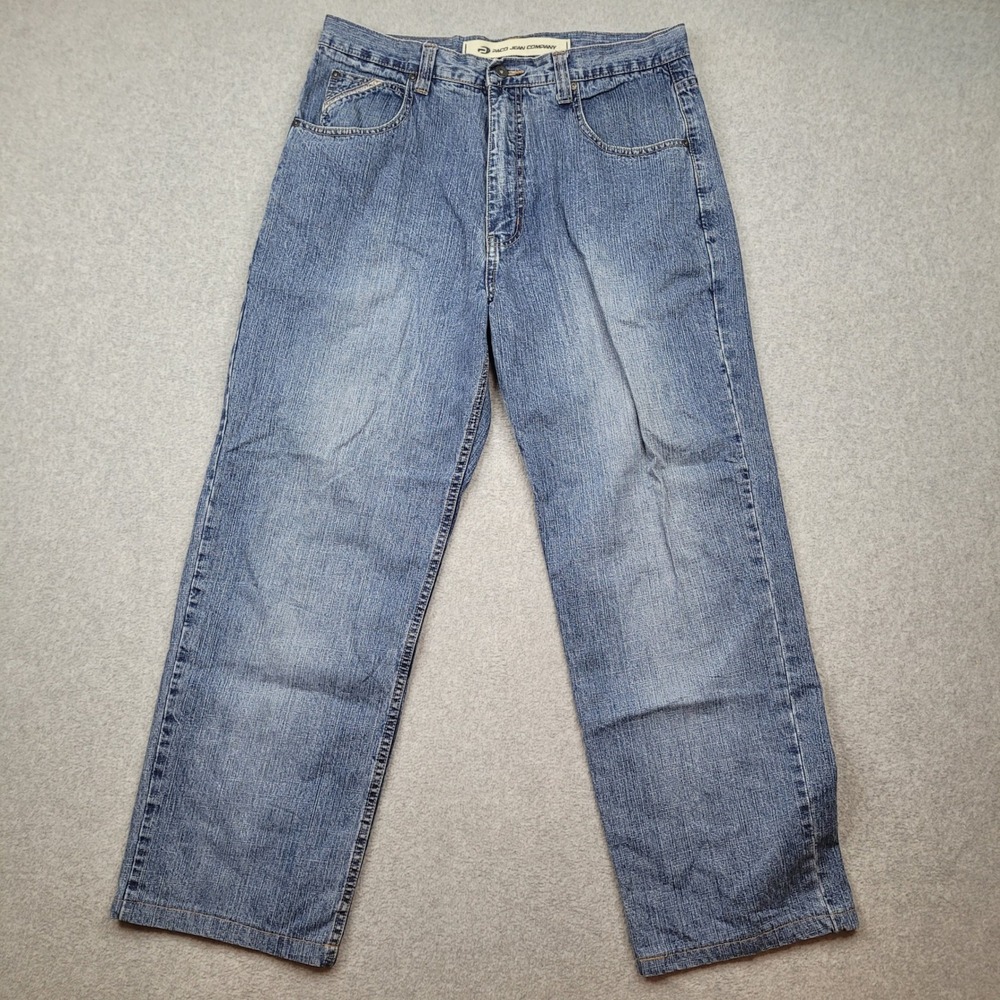 Paco Jeans Denim Pants Mens 36x32 Blue Baggy Wide Leg Y2K Hip Hop Vintage Skater